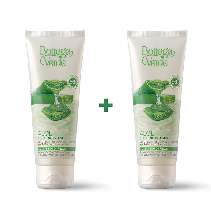 Offerta 2 pezzi ALOE - Gel fresco - Gel lenitivo SOS - effetto fresco multifunzione - con 90% succo di Aloe* bio - tutti i tipi di pelle