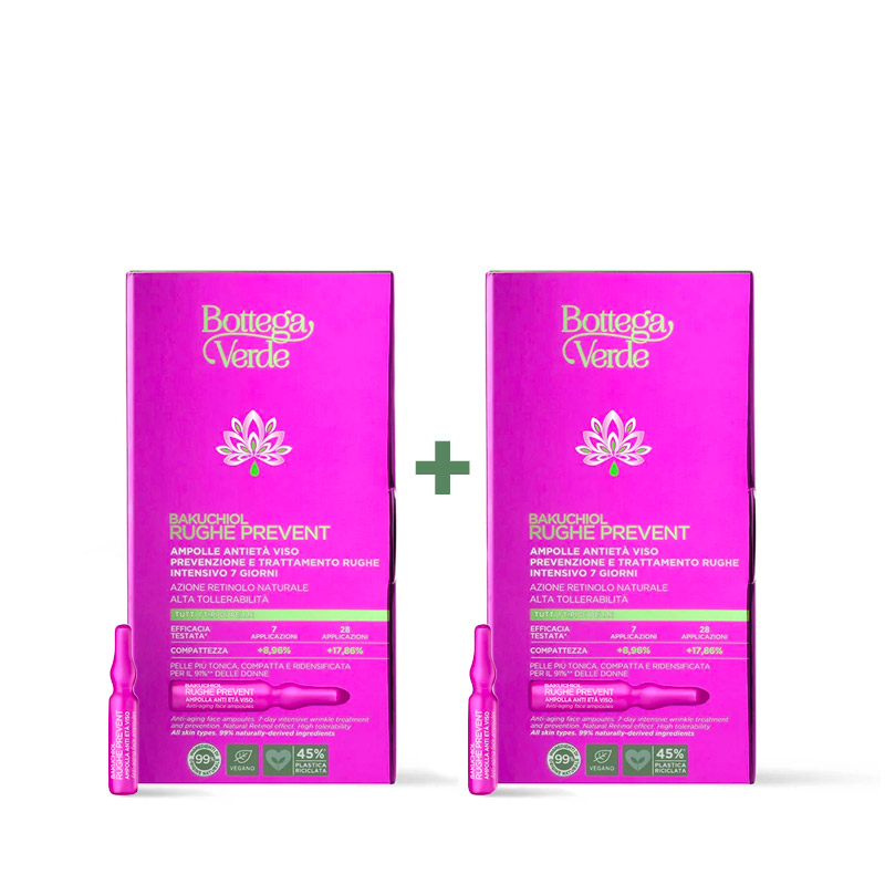 **OFFERTA 1+1 GRATIS** Bakuchiol - Rughe prevent - Ampolle anti età viso - prevenzione e trattamento rughe intensivo 7 giorni - azione Retinolo naturale - alta tollerabilità - tutti i tipi di pelle