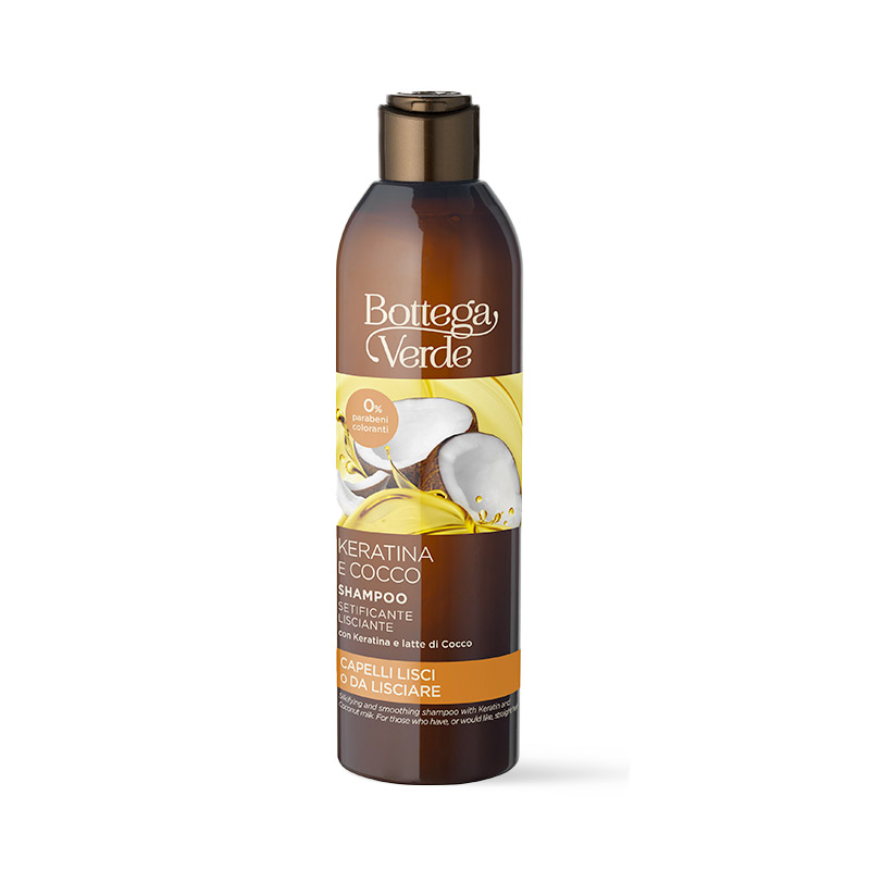 Image of Keratina e Cocco - Shampoo setificante lisciante - con Keratina e latte di Cocco - capelli lisci o da lisciare