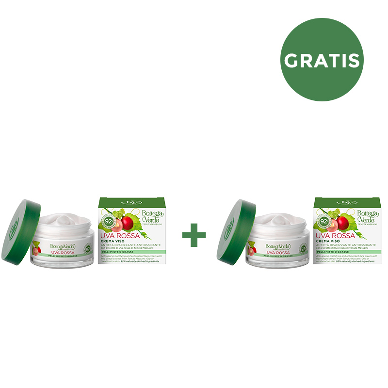 **OFFERTA 1+1 GRATIS** Uva Rossa - Crema viso,antietà opacizzante, con estratto di Uva Rossa di Tenuta Massaini - pelli miste o grasse