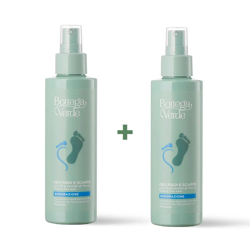 **OFFERTA 1+1** Deo piedi e scarpe con oli essenziali di Menta, Timo e Tea tree - sudorazione