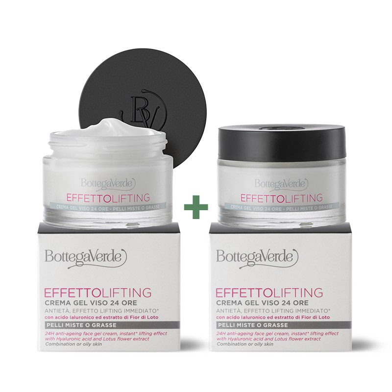 **OFFERTA 1+1 GRATIS** Effetto lifting - Cremagel viso 24 ore, antietà, effetto lifting immediato* - con acido Ialuronico ed estratto di Fior di Loto - pelli miste o grasse