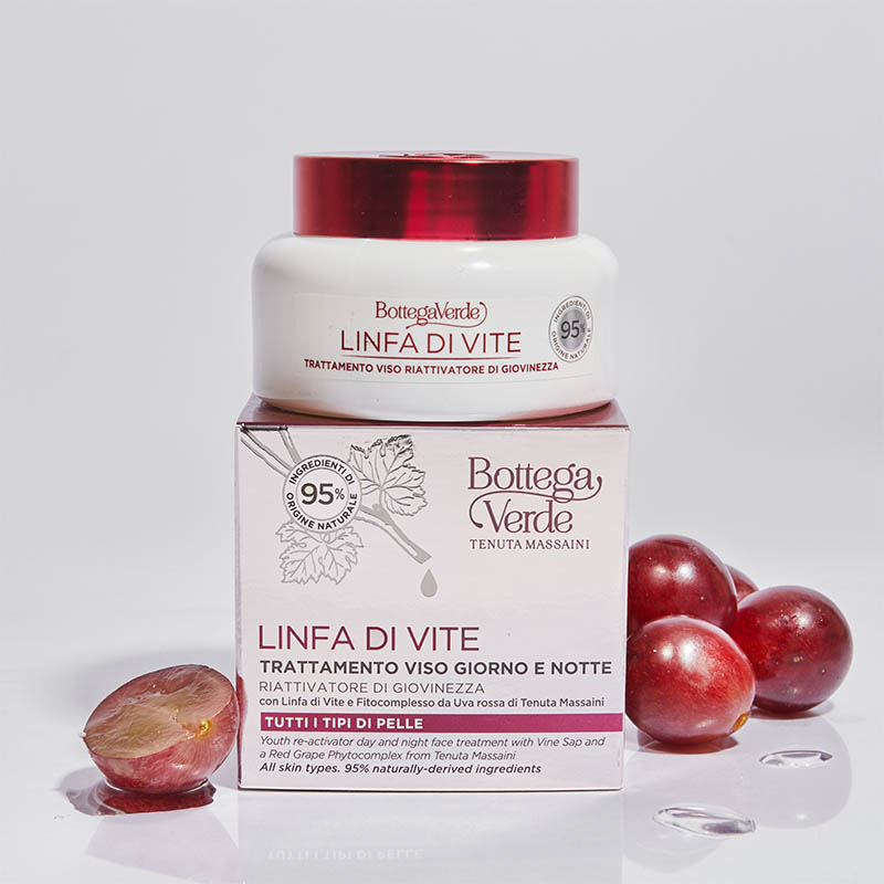 Linfa di Vite - Youth re-activator day and night face treatment - with Vine Sap and a Red Grape phytocomplex from Tenuta Massaini (50 ml) - all skin types