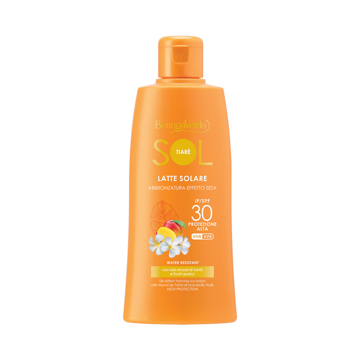 SOL Tiarè - Latte solare - abbronzatura effetto seta - con olio Monoi di Tahiti e Frutti esotici - protezione alta SPF30 - water resistant