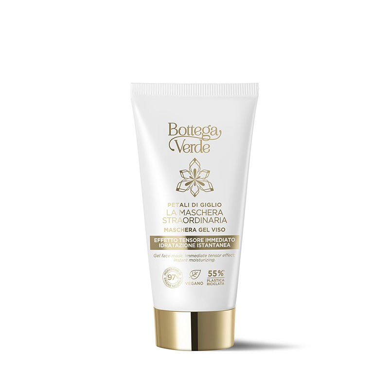 Bottega Verde Petali di Giglio - La maschera straordinaria - Maschera gel viso - effetto tensore immediato idratazione istantanea - Hya-Lilium Complex con Acido Ialuronico a 4 pesi molecolari e iperfermentato di Giglio Bianco di Tenuta Bottega Verde (50 ml) - tutti i tipi di pelle