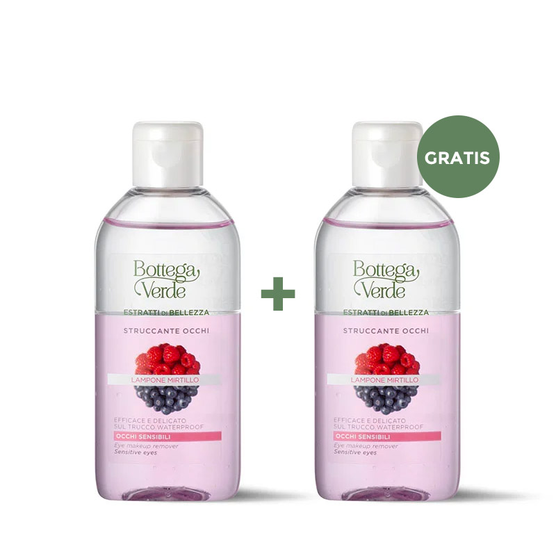 **OFFERTA 1+1 GRATIS** Estratti di bellezza - Struccante occhi - Lampone Mirtillo - efficace delicato - occhi sensibili - efficace sul trucco waterproof