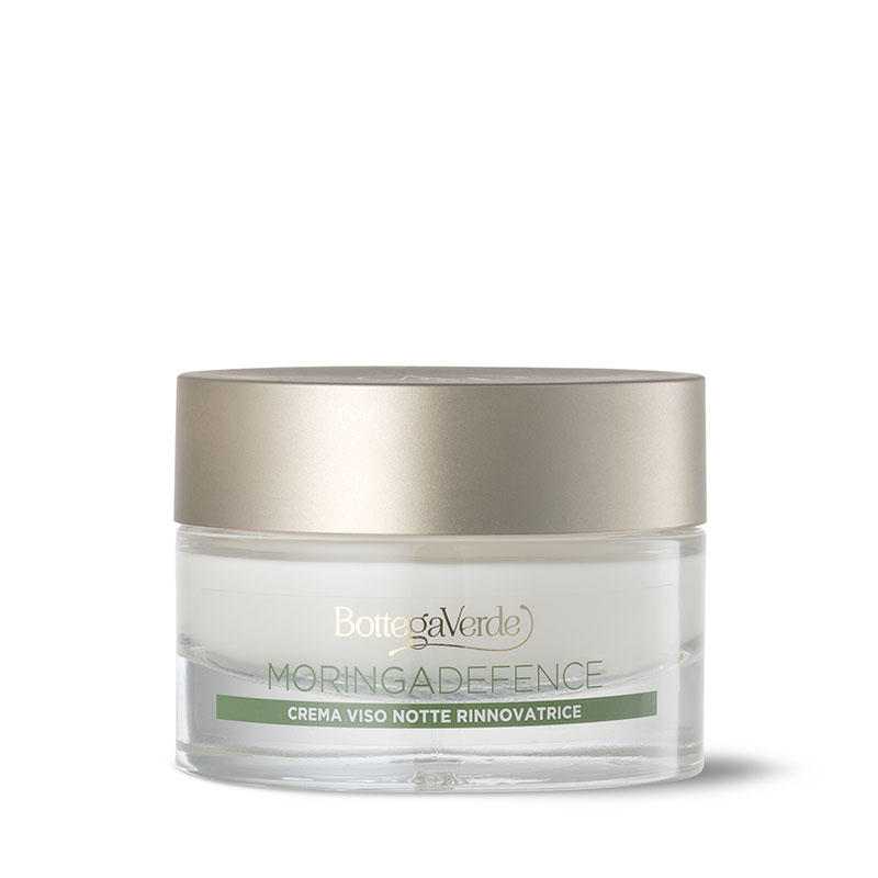 Bottega Verde MORINGADEFENCE - Crema notte rinnovatrice, detox, illuminante, antirughe, con olio di Moringa e Keratinasi (50 ml) - tutti i tipi di pelle - età 40+