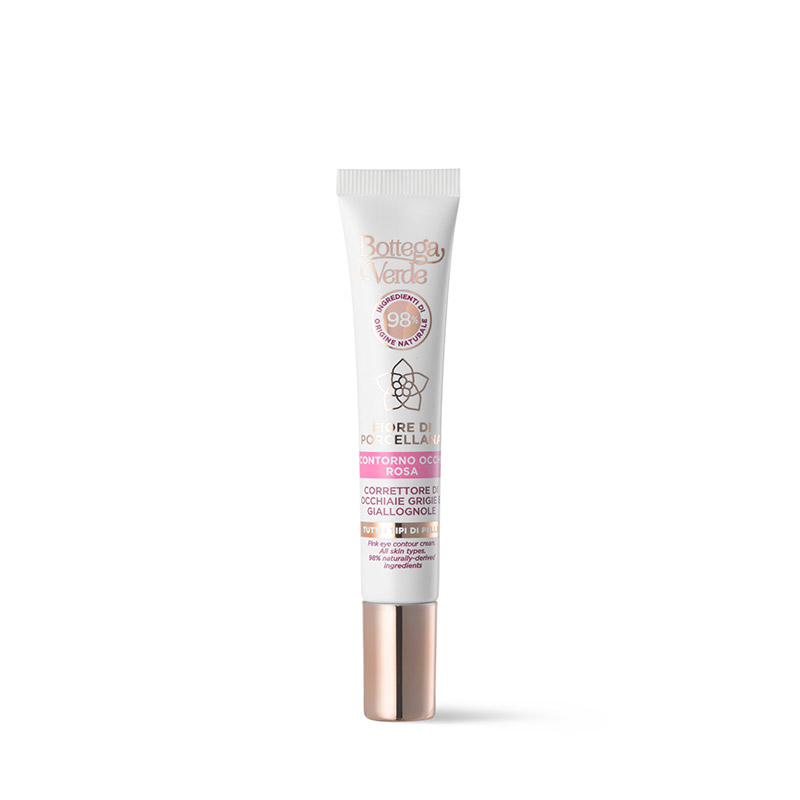 Sistema perfeccionador - Contorno de ojos rosa - Corrector de ojeras grises y amarillentas - con Ceramidas vegetales y Flor de Porcelana (10 ml) - todo tipo de pieles