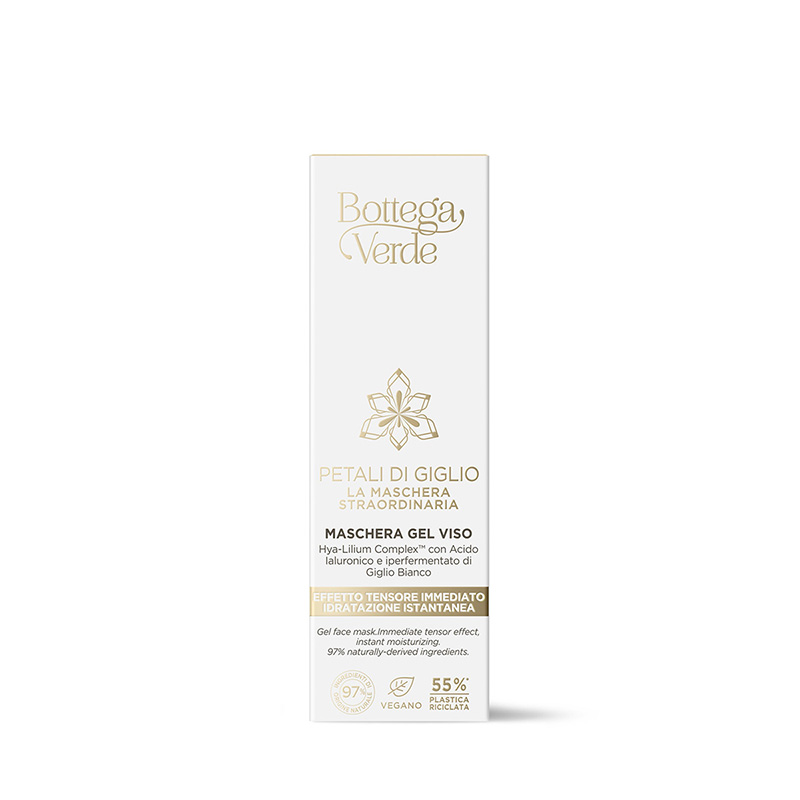 Petali di Giglio - La maschera straordinaria - Maschera gel viso - effetto tensore immediato idratazione istantanea - Hya-Lilium Complex<TM/> con Acido Ialuronico a 4 pesi molecolari e iperfermentato di Giglio Bianco di Tenuta Bottega Verde (50 ml) - tutti i tipi di pelle