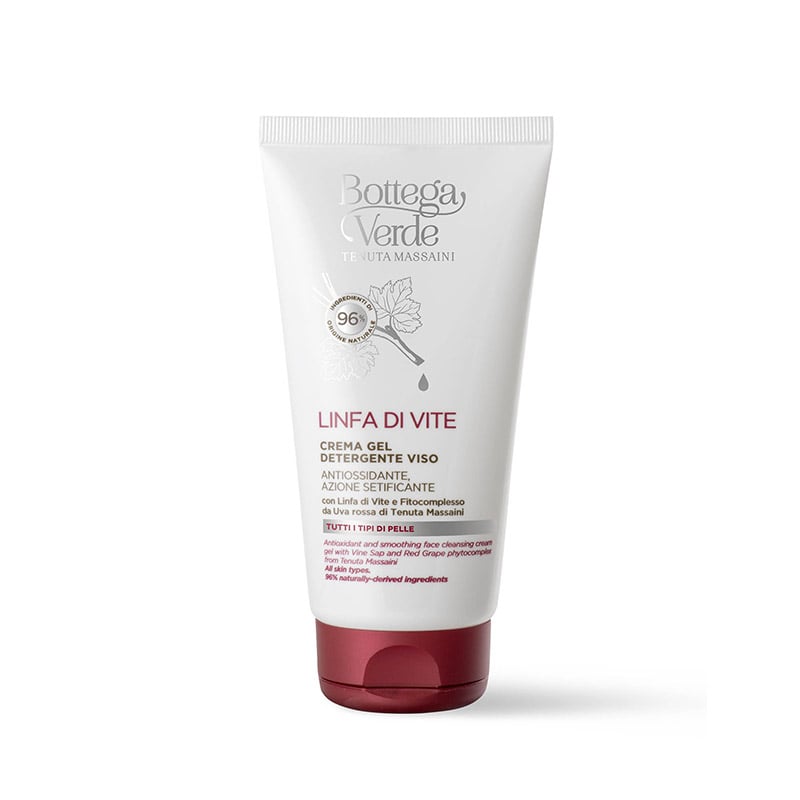 Linfa di Vite - Crema gel detergente viso - con Linfa di Vite e fitocomplesso da Uva rossa di Tenuta Massaini - antiossidante, azione setificante