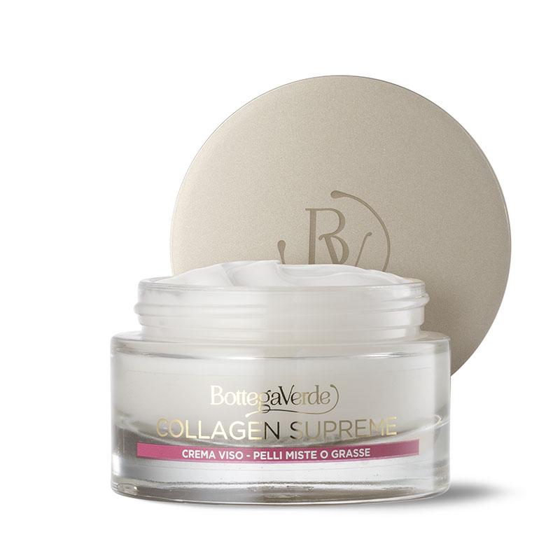 Collagen Supreme - Crema viso - antirughe elasticizzante effetto pelle nuova - con Colla-Gain® a base di fiore di Melograno e olio di Nocciolo - pelli miste o grasse