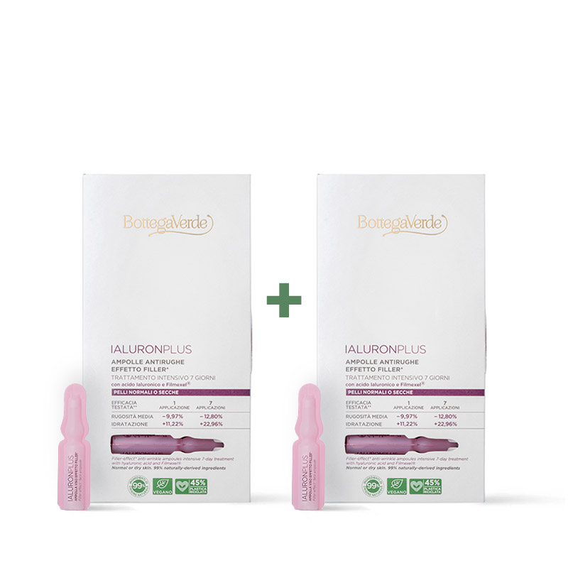 OFFERTA 2 PEZZI Ialuron Plus - Ampolle antirughe effetto filler* - trattamento intensivo 7 giorni - con acido Ialuronico e Filmexel ®  - pelli normali o secche