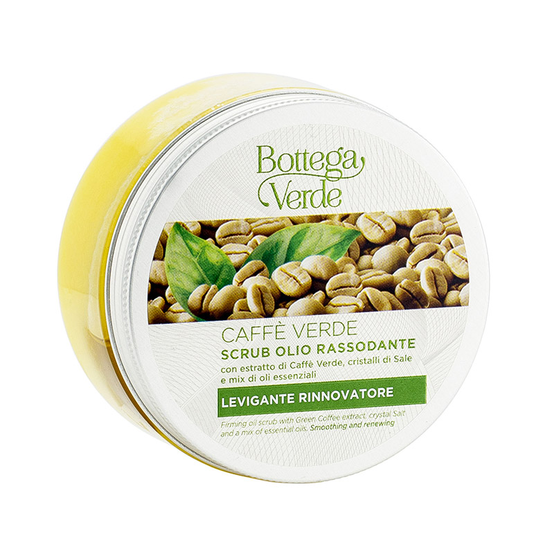 Caffè Verde Scrub olio rassodante con estratto di Caffè Verde, cristalli di Sale e mix di oli essenzial