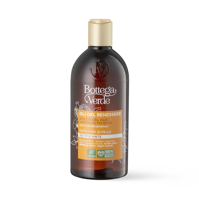 Oli del benessere - Gel con aceite para la ducha - luminosa felicidad - con 5 aceites extraordinarios (400 ml) - todos los tipos de piel - suavizante