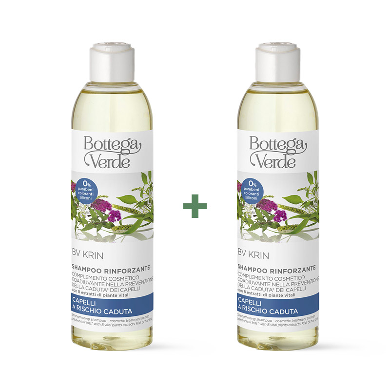 **OFFERTA 1+1 GRATIS** BV Krin - Shampoo rinforzante - complemento cosmetico coadiuvante nella prevenzione della caduta* dei capelli - con 8 piante vitali - capelli a rischio caduta