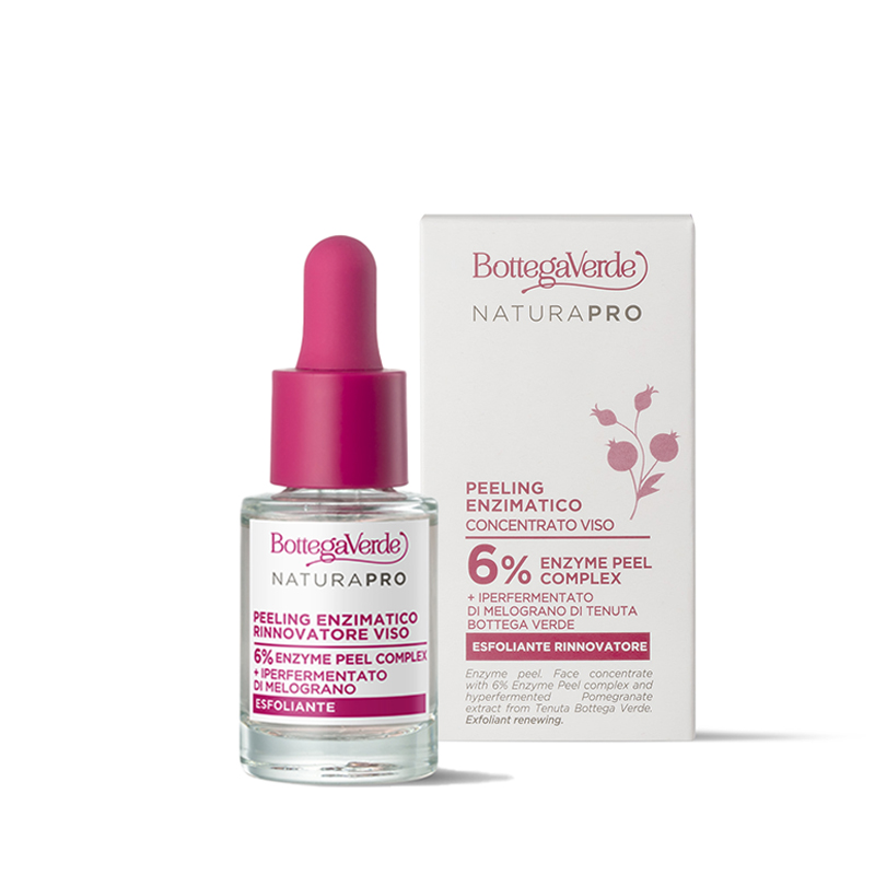 Peeling enzimatico rinnovatore - concentrato viso - con 6% Enzyme Peel complex e iperfermentato di Melograno di Tenuta Bottega Verde - esfoliante