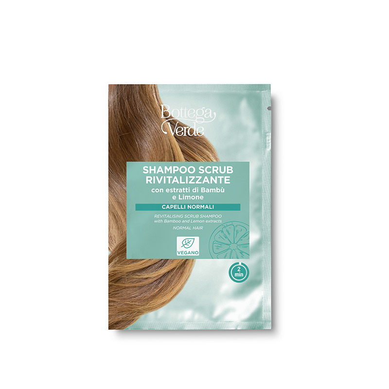Revitalizing scrub shampoo - with Bamboo and Lemon extracts - exfoliating and purifying action (10 ml) - normal hair - goes to work in 2 minutes