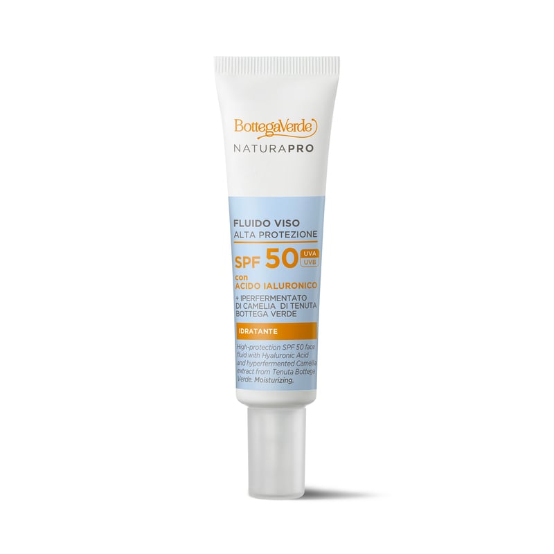 Bottega Verde Fluido viso alta protezione SPF50 - alta protezione SPF 50 - con Acido Ialuronico e iperfermentato di Camelia di Tenuta Bottega Verde. Idratante - tutti i tipi di pelle