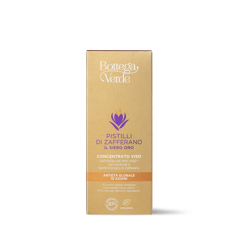 The golden serum - 10-action global antiaging concentrated face serum - with SAFFRON-IDE PRO AGE¿ with Ceramides and hyperfermented Saffron extract (30 ml)