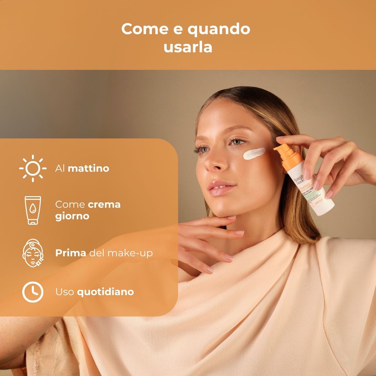 Vitamina C + Biancospino - Fluido viso giorno antimacchia SPF50 - con Vitamina C, Biancospino e Cybright - riduce le macchie visibili e non visibili