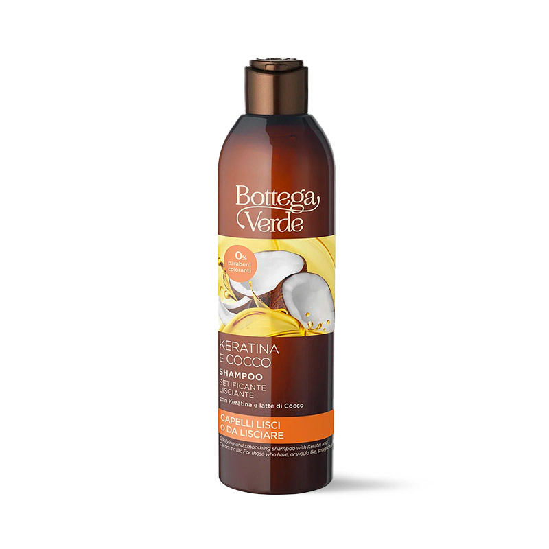 Keratina e Cocco Shampoo setificante lisciante con Keratina e latte di Cocco capelli lisci o da lisciare