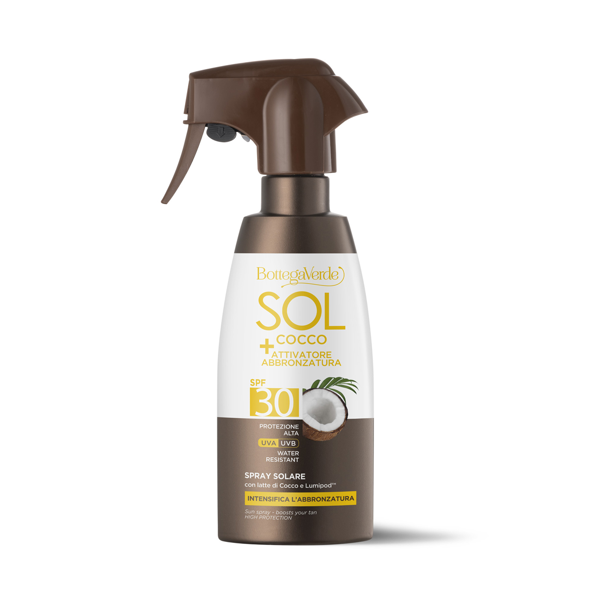 SOL Cocco + Tan Activator - Sun spray - boosts your tan - with Coconut Milk and Lumipod (200 ml) - water resistant - high protection SPF30