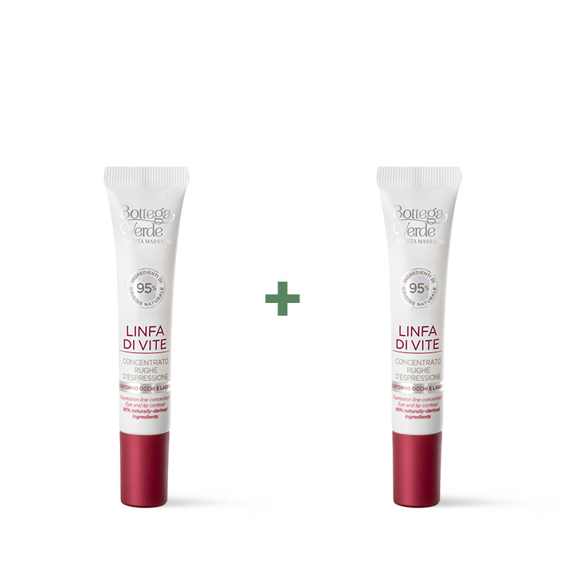 Offerta 2 pezzi  Linfa di Vite - Concentrato distensivo rughe d'espressione - effetto levigante - con Linfa di Vite e Acmella Oleracea - contorno occhi e labbra