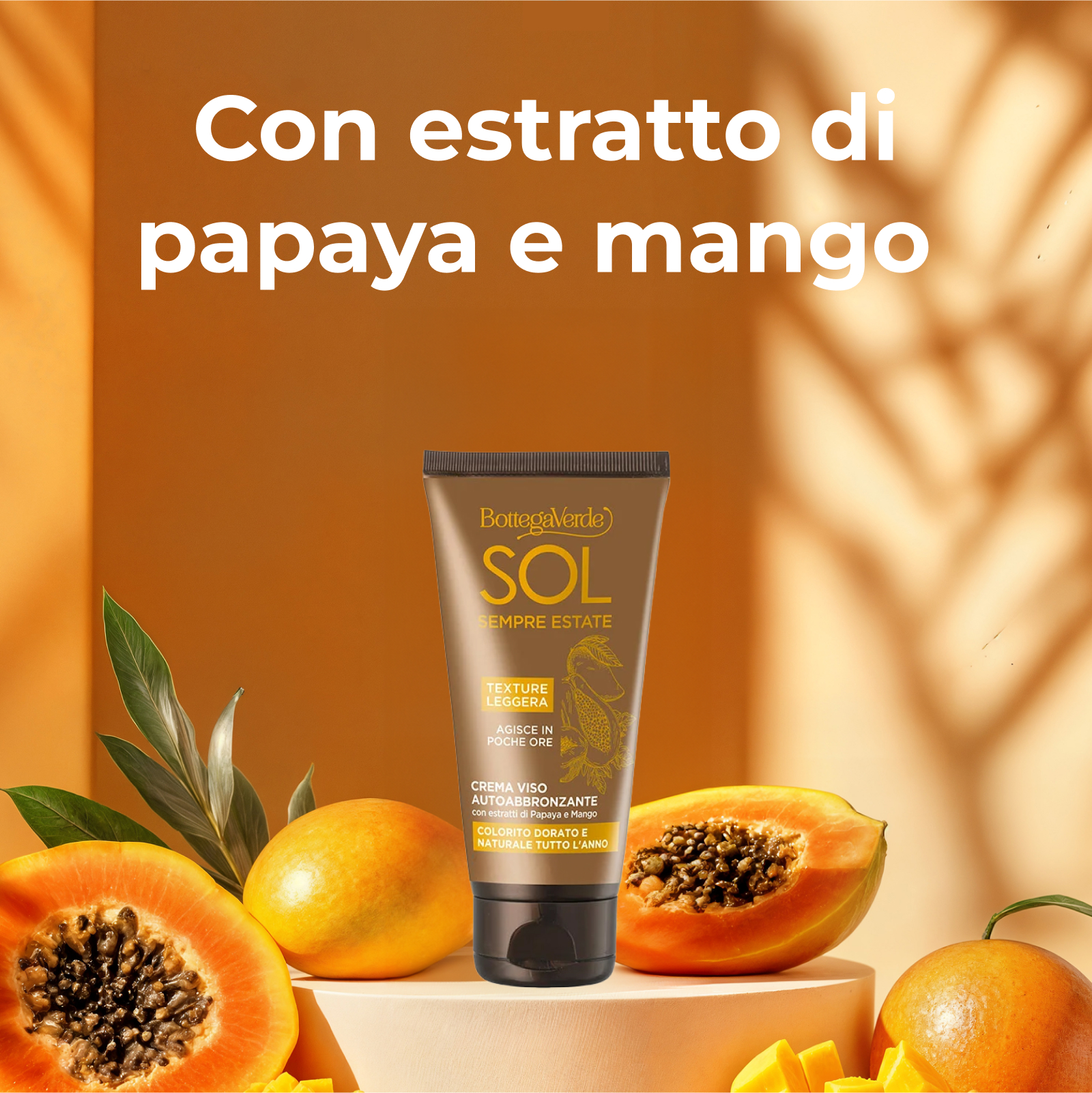 SOL Sempre Estate - Self-tanning face cream with Papaya and Mango extracts (50 ml) - for a natural, golden tan all year round