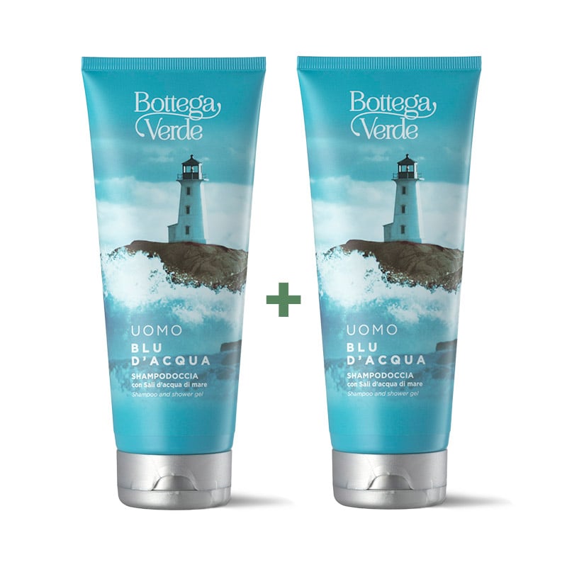 **OFERTA 1+1** UOMO - Blu d'Acqua - Champú-gel con sales marinas (200 ml)