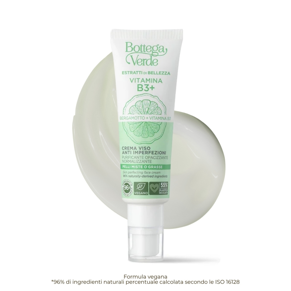 Crema facial antiimperfecciones - Bergamota Vitamina B3 - purificante, efecto matificante, reequilibrante (50 ml) - pieles mixtas o grasas