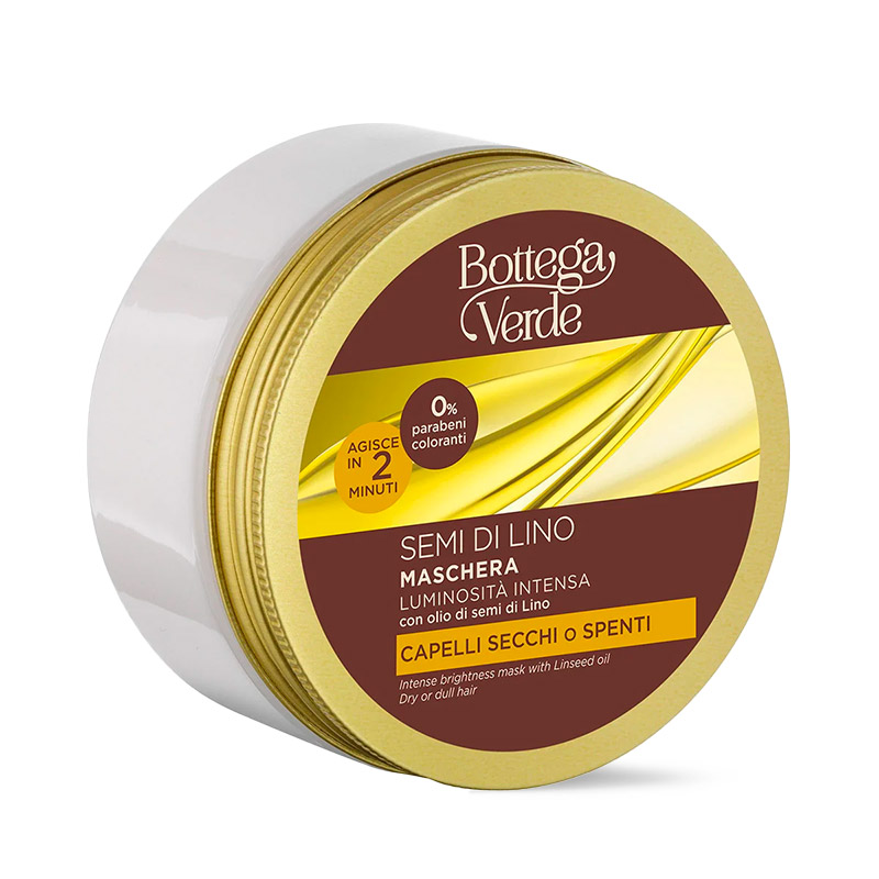 Semi di Lino - Maschera luminosità intensa - con olio di semi di Lino - agisce in 2 minuti - capelli secchi o spenti