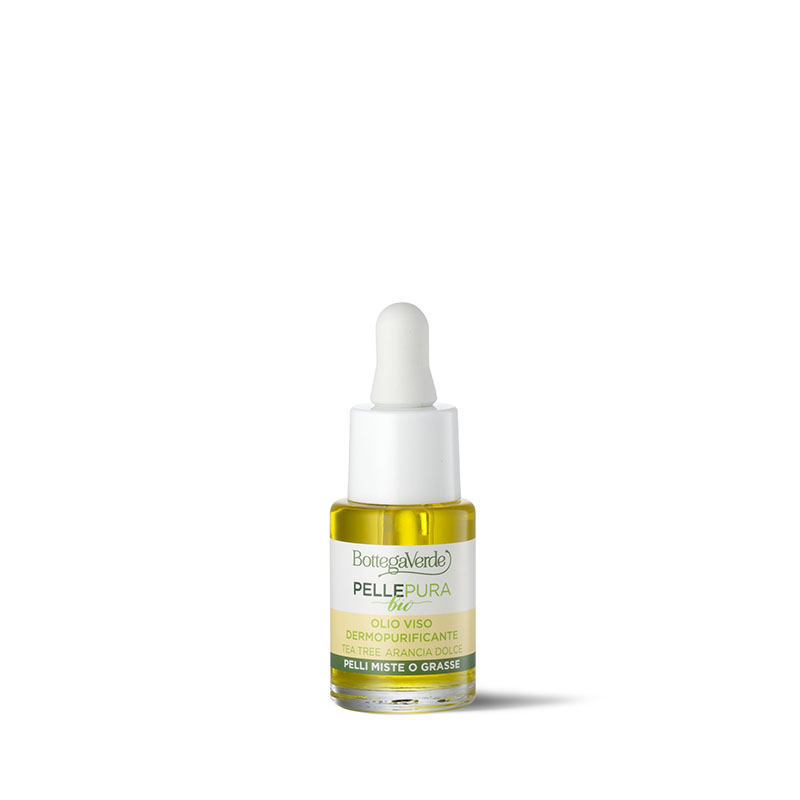 Image of Bottega Verde Pelle pura bio - Olio viso dermopurificante, con olio di Tea tree bio e olio essenziale di Arancia dolce bio - pelli miste o grasse