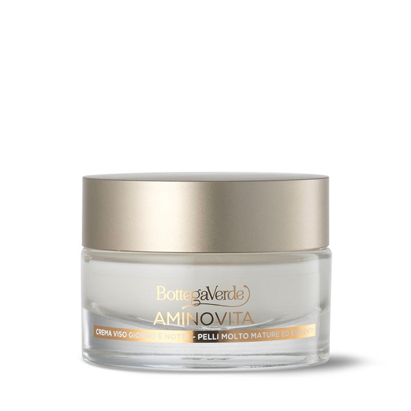 Image of Bottega Verde Aminovita - Crema viso giorno e notte - rughe profonde,azione globale* - con Pluridefence® , Peptidi e Ceramidi vegetali - pelli molto mature ed esigenti