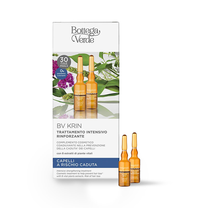 BV Krin - Intensive Strengthening Treatment - Cosmetic Treatment to Help Prevent Hair Loss* - with 8 vital plants extracts (30 phials) - Risk of Hair Loss