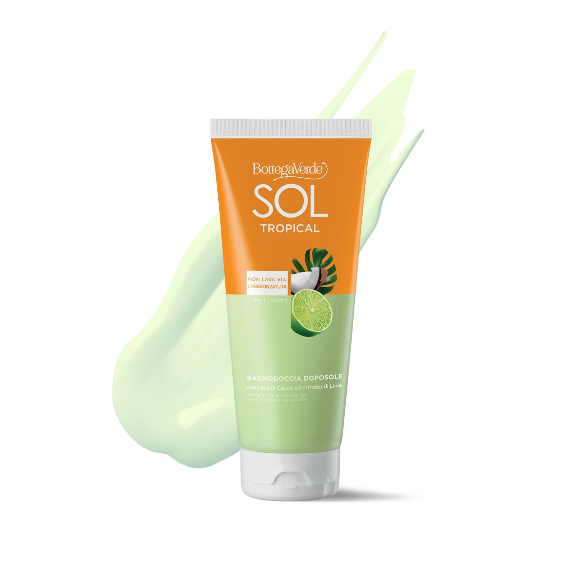 SOL Tropical - Aftersun bath and shower gel - for velvety skin - with Coconut milk and Lime extract (200 ml) - does not wash away your tan