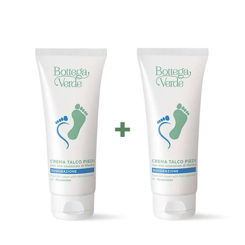 **1+1 GRATIS** Crema talco piedi con olio essenziale di Menta - sudorazione