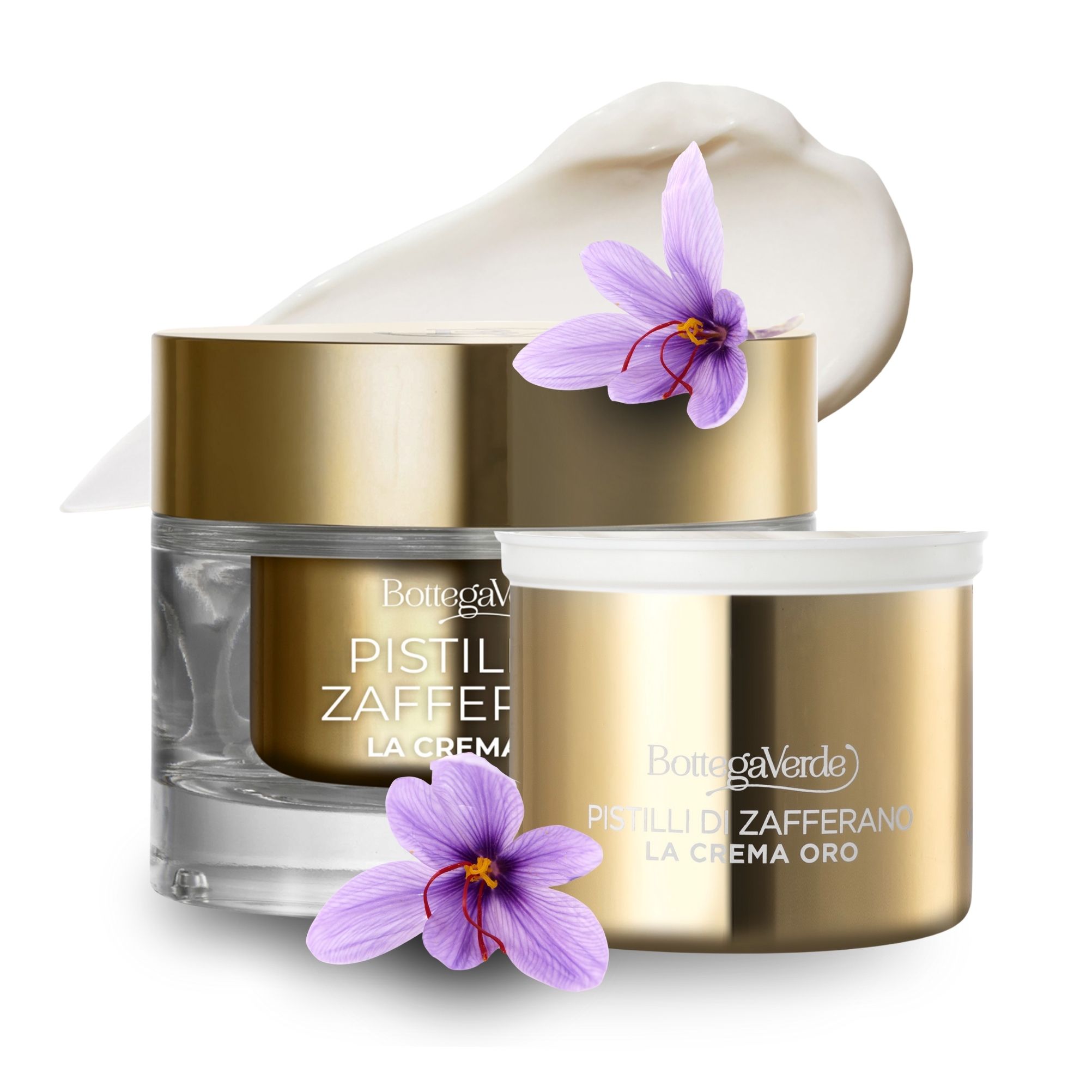 The golden cream - Day and night face treatment refill - 10-way global anti-wrinkle anti-aging action - with SAFFRON-IDE PRO AGE with Ceramides and hyperfermented Saffron extract (50 ml)