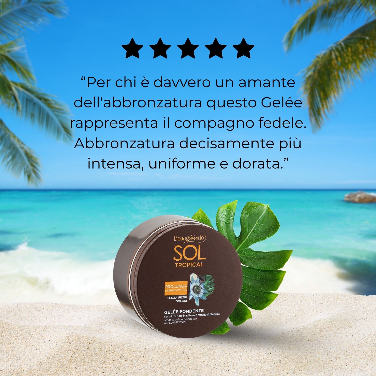 SOL Tropical - Smooth gel - for a golden, even tan - with Brazil Nut oil and Passion Fruit extract - no sun filters (200 ml) - prolongs tan