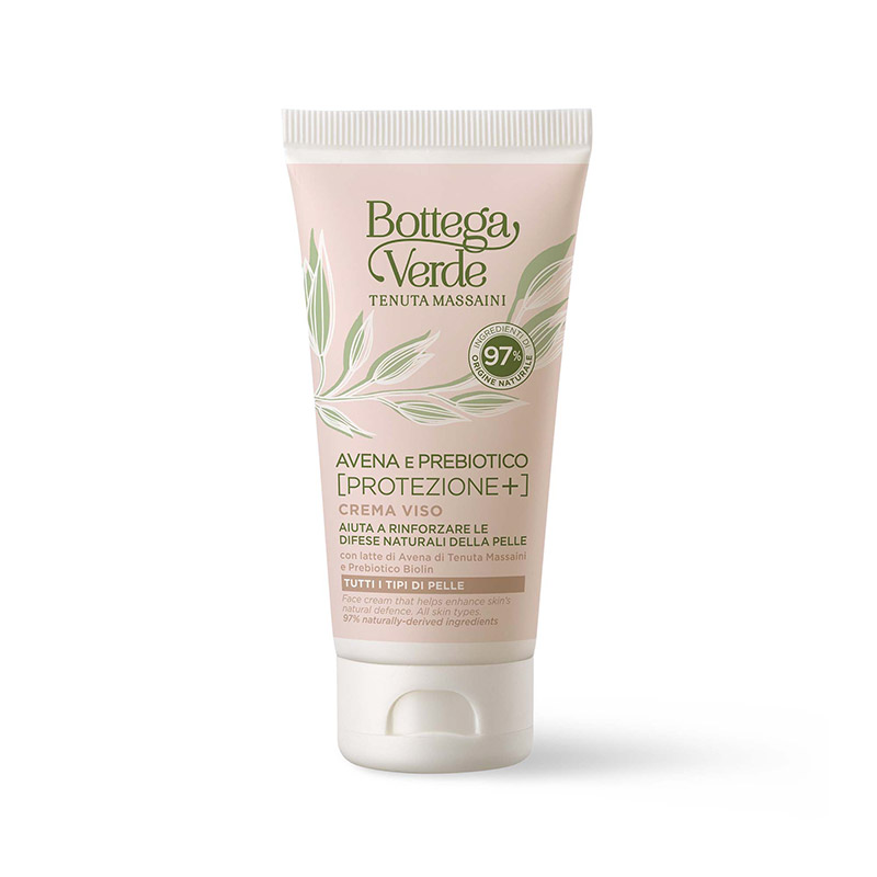 Image of Bottega Verde Avena e Prebiotico [Protezione+] - Crema viso - aiuta a rinforzare le difese naturali della pelle - protettiva, lenitiva, idratante - con latte di Avena di Tenuta Massaini e Prebiotico Biolin - tutti i tipi di pelle