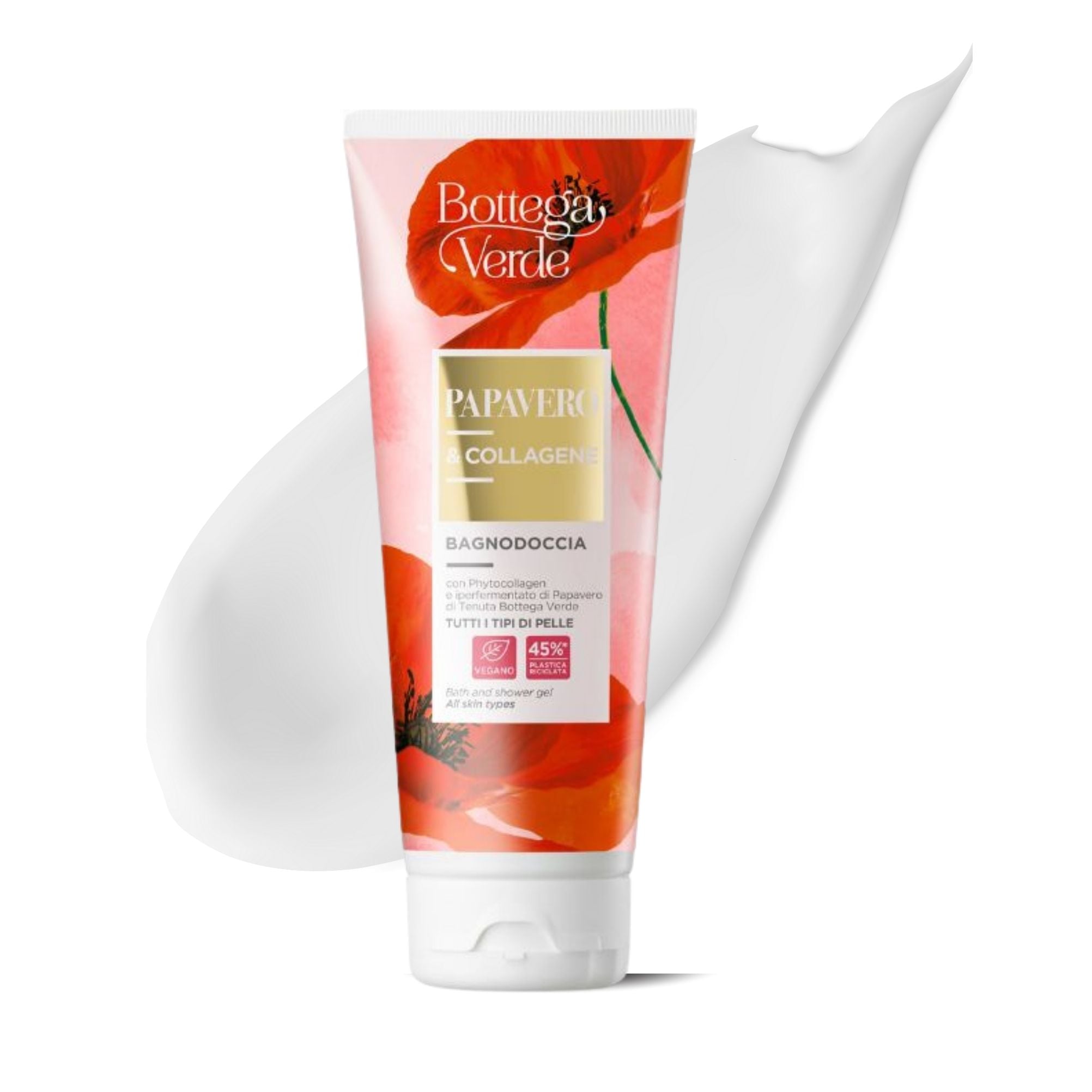 Gel de ba&ntilde;o y ducha - con Phytocollagen e hiperfermentado de Amapola de la finca Tenuta Bottega Verde (200 ml) - todo tipo de pieles