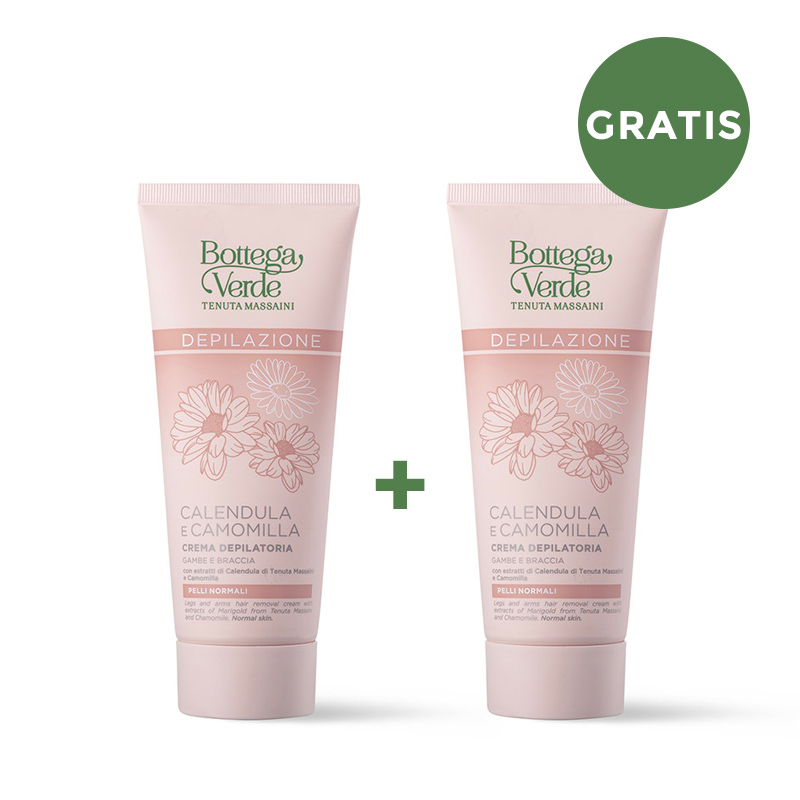 **1+1 GRATIS** Depilazione - Calendula e Camomilla - Crema depilatoria - gambe e braccia - con estratti di Calendula di Tenuta Massaini e Camomilla - pelli normali