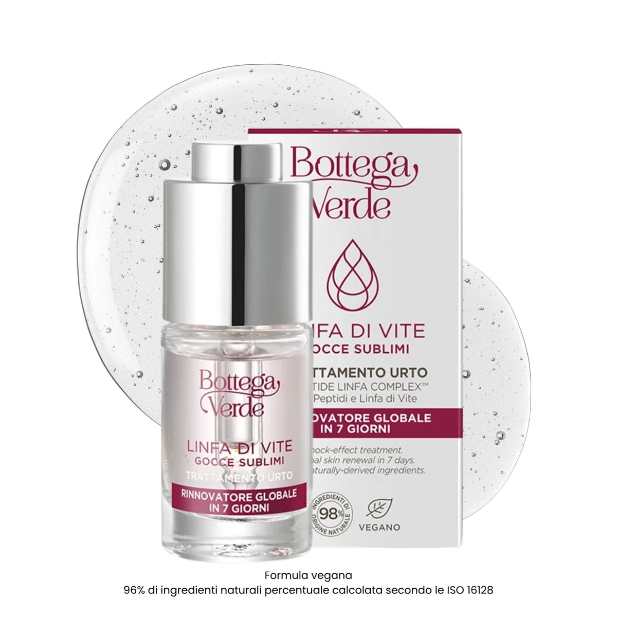 Sublime drops - Shock treatment - global skin renewal in 7 days - 2-PEPTIDE LINFA COMPLEX with Peptides and Vine Sap (10 ml) - fragrance-free