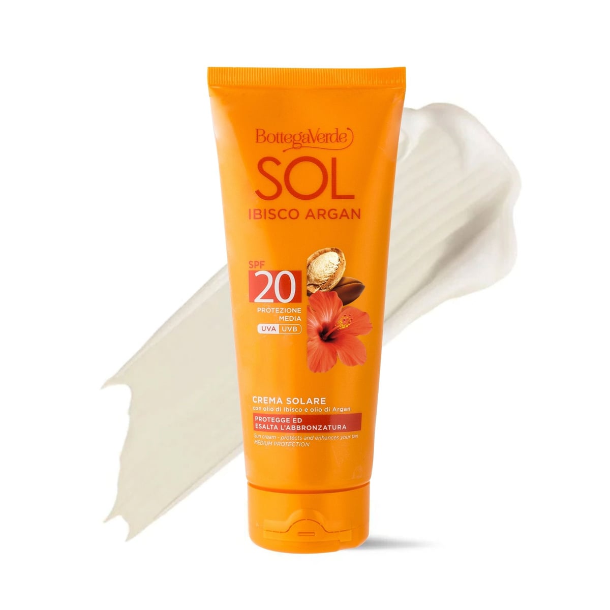 SOL Ibisco Argan - Sun cream - protects and enhances your tan - with Hibiscus Oil and Argan Oil - SPF20 medium protection (200 ml)