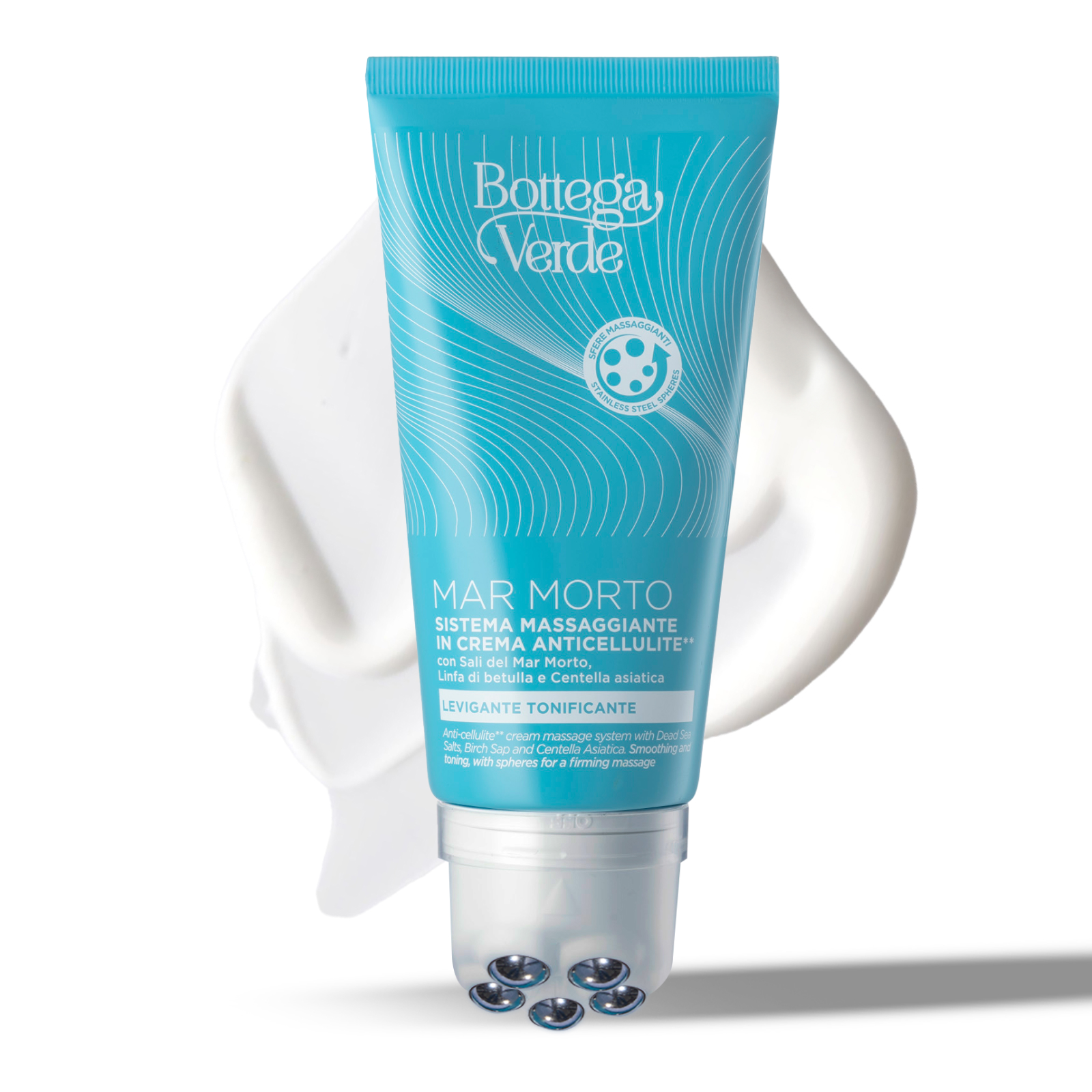 Anti-cellulite* cream massage system - with Dead Sea Salts, Birch Sap and Centella Asiatica (150 ml) - smoothing and toning, with spheres for a firming massage