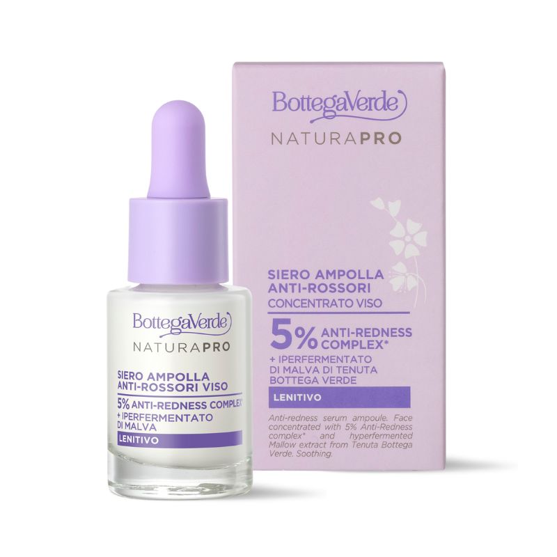 Anti-redness serum ampoule - face concentrated - with 5% Anti-Redness complex* and hyperfermented Mallow extract from Tenuta Bottega Verde (15 ml) - soothing