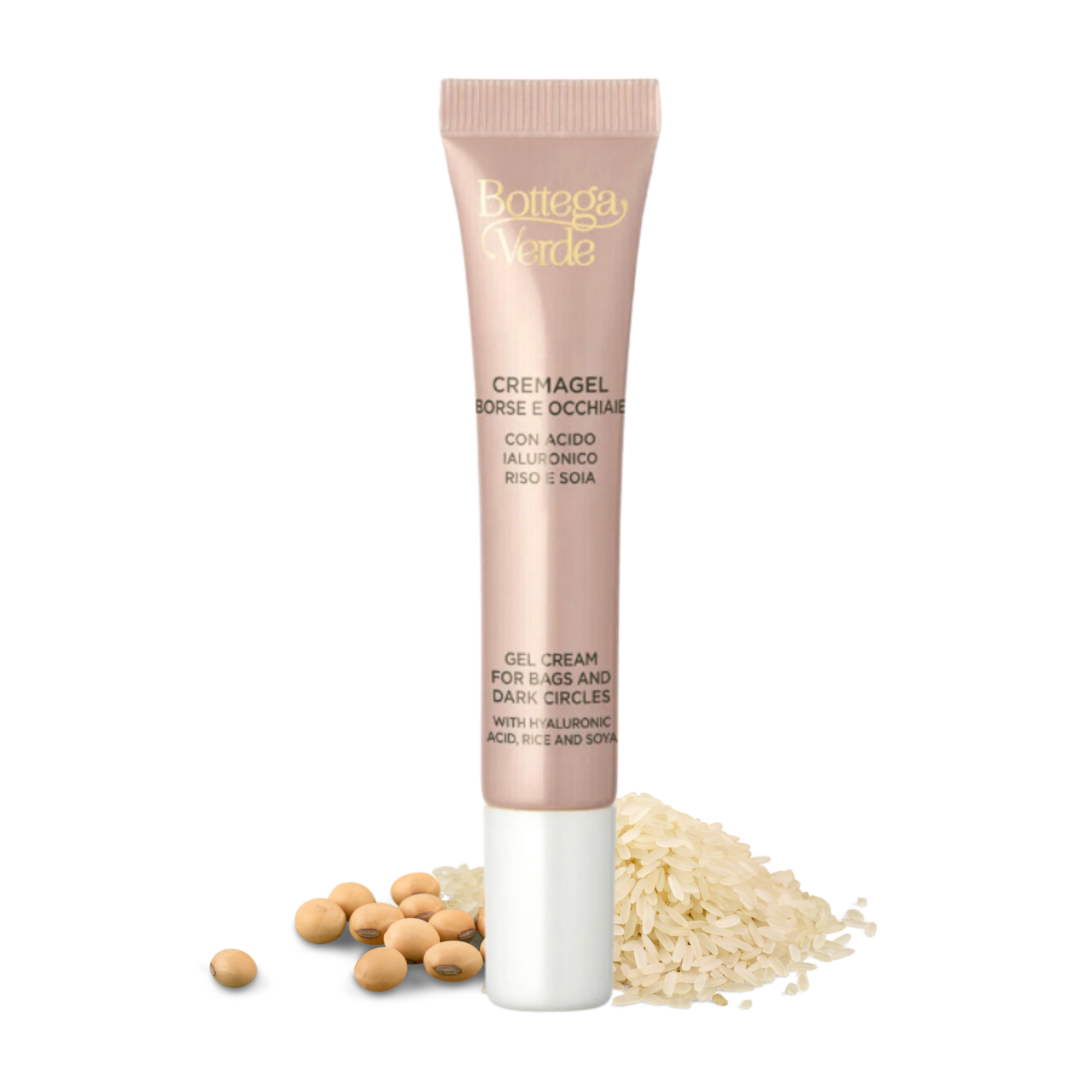Gel cream for bags and dark circles - with Hyaluronic Acid, Rice and Soya (15 ml)
