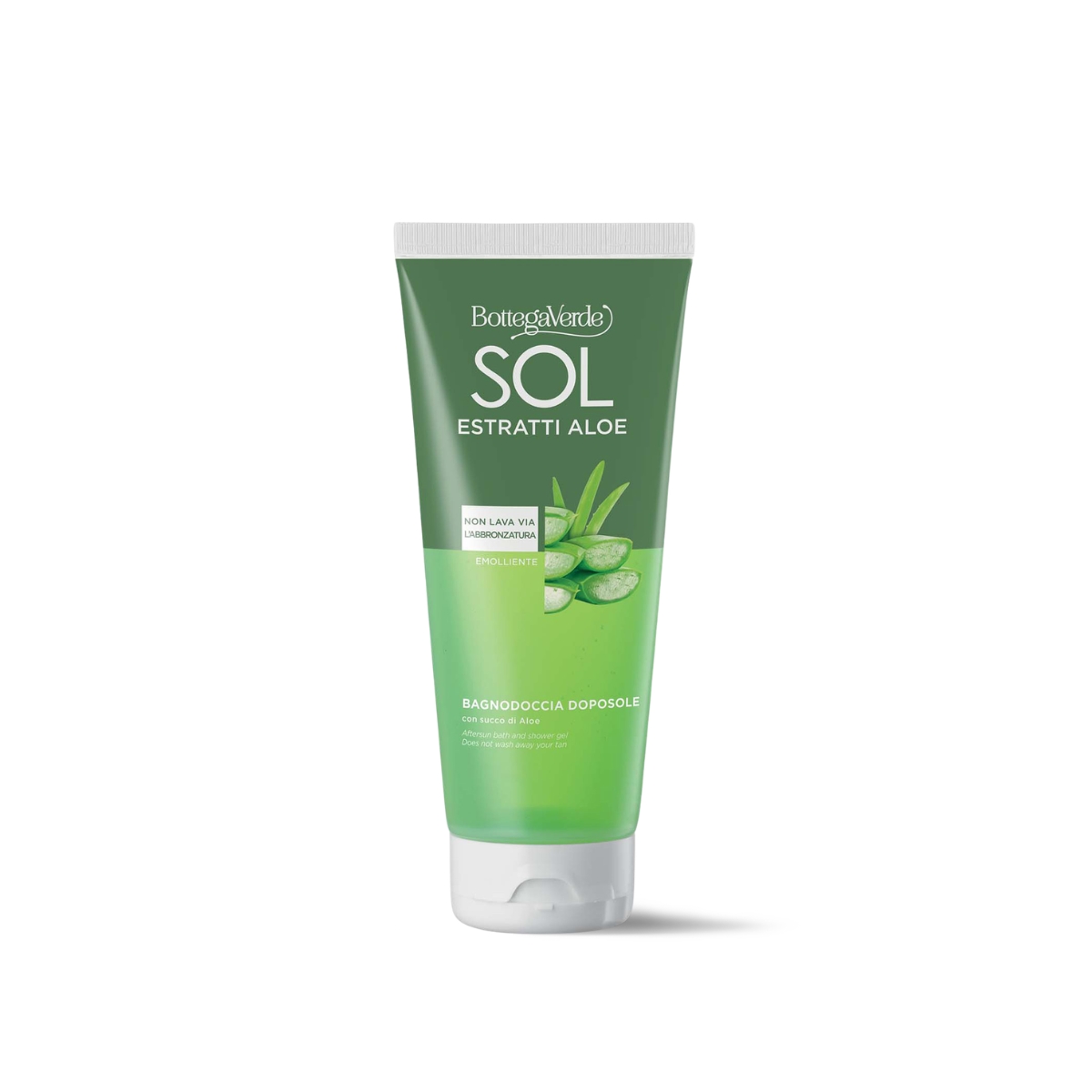SOL Estratti Aloe - Aftersun bath and shower gel - doesn't wash away your tan - with Aloe juice (200 ml) - emollient