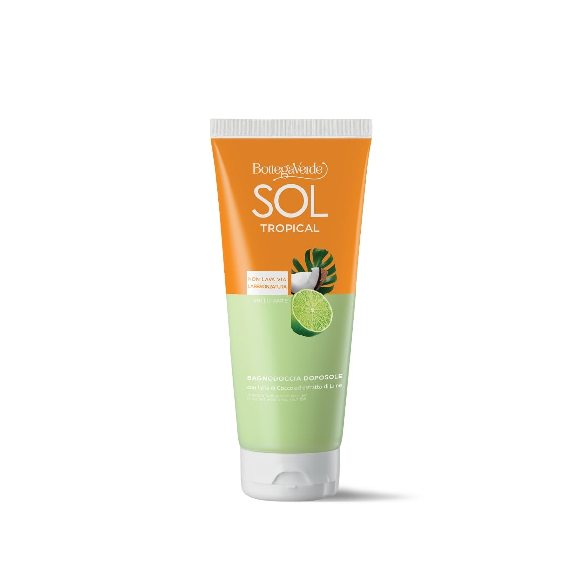 SOL Tropical - Aftersun bath and shower gel - for velvety skin - with Coconut milk and Lime extract (200 ml) - does not wash away your tan