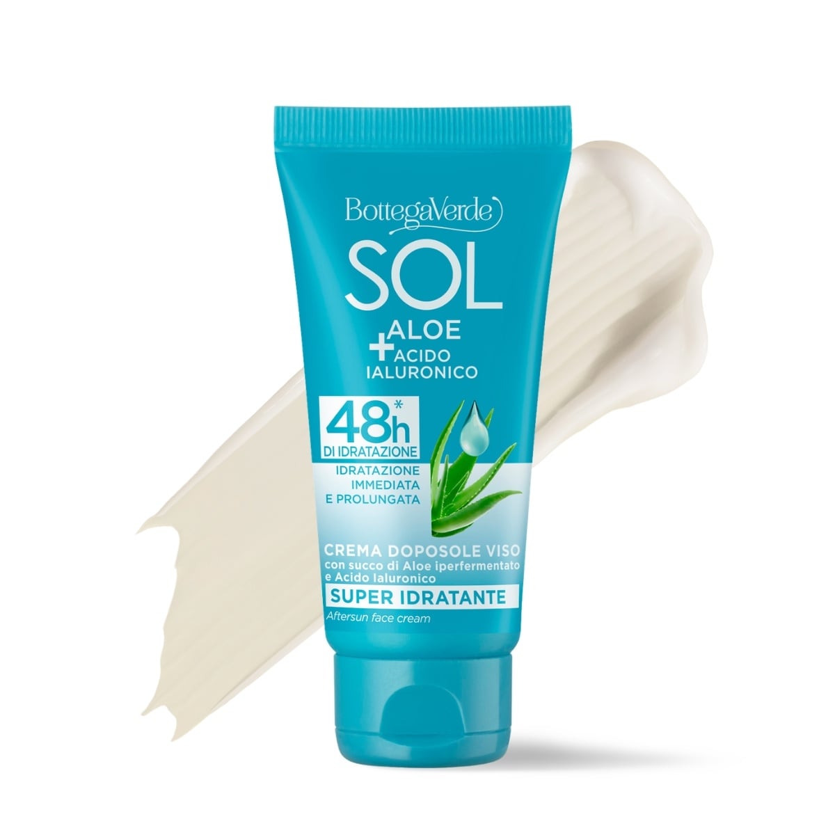 Aftersun face cream - ultra-moisturizing - with hyperfermented Aloe juice and Hyaluronic Acid (50 ml) - 48h* of moisturizing - immediate, prolonged moisturizing