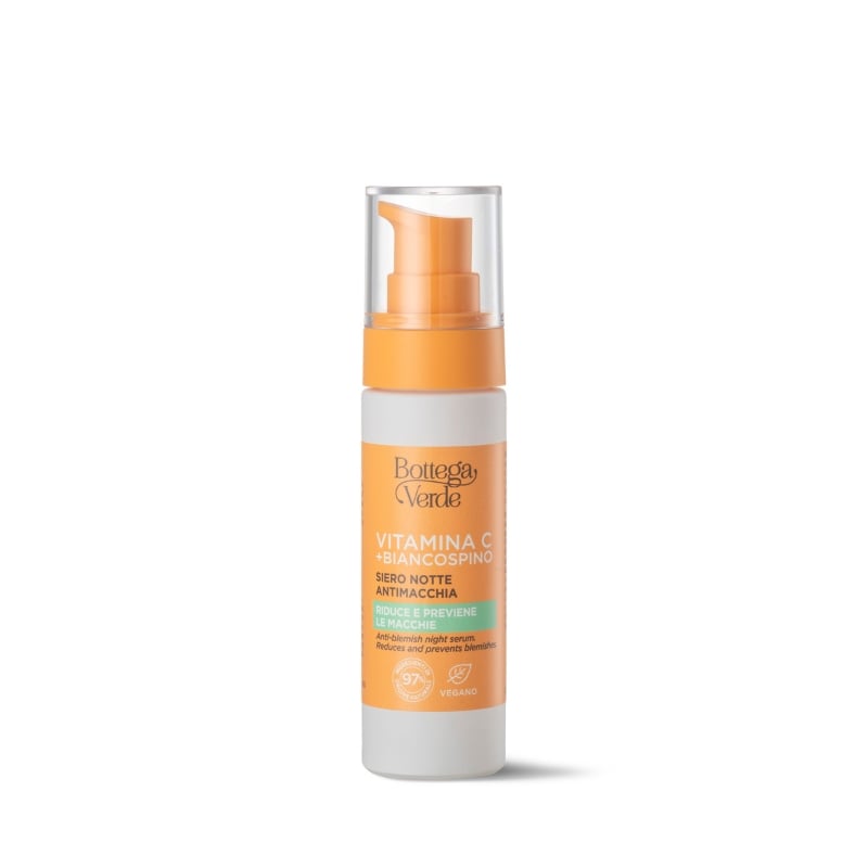 Vitamin C + Hawthorn - Face and hands night serum - anti-blemish - with Vitamin C, Hawthorn and Cybright (30 ml) - reduces and prevents blemishes